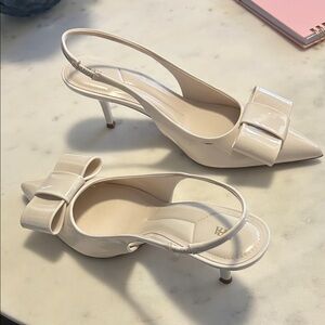 Zara Cream Pointed Slingback Heels